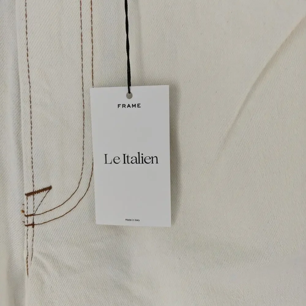 NWT FRAME Le Italien Bermuda Denim Shorts Blanc Cream Size 28 $288